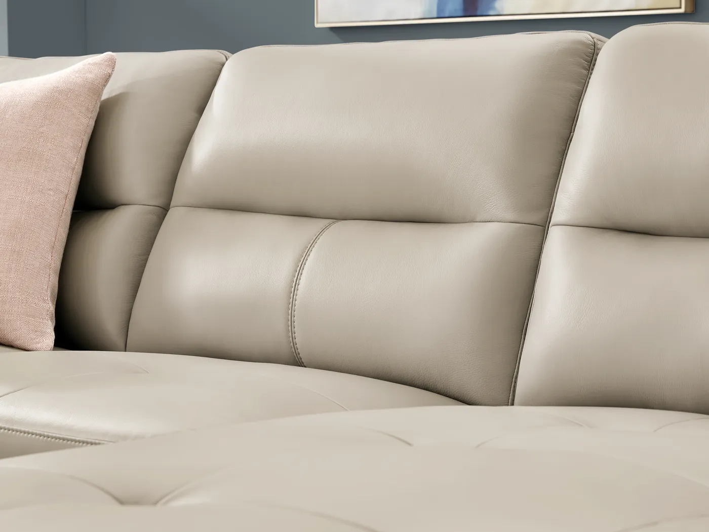 Sutton Heights Beige Leather 2 Pc Sectional - Image 5