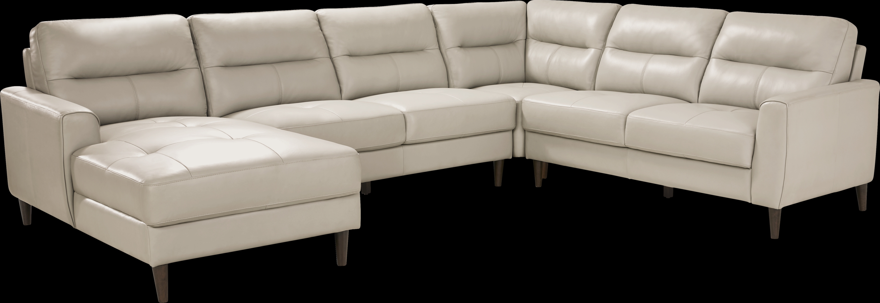 Sutton Heights Beige Leather 7 Pc Sectional Living Room - Thumbnail - Image 2