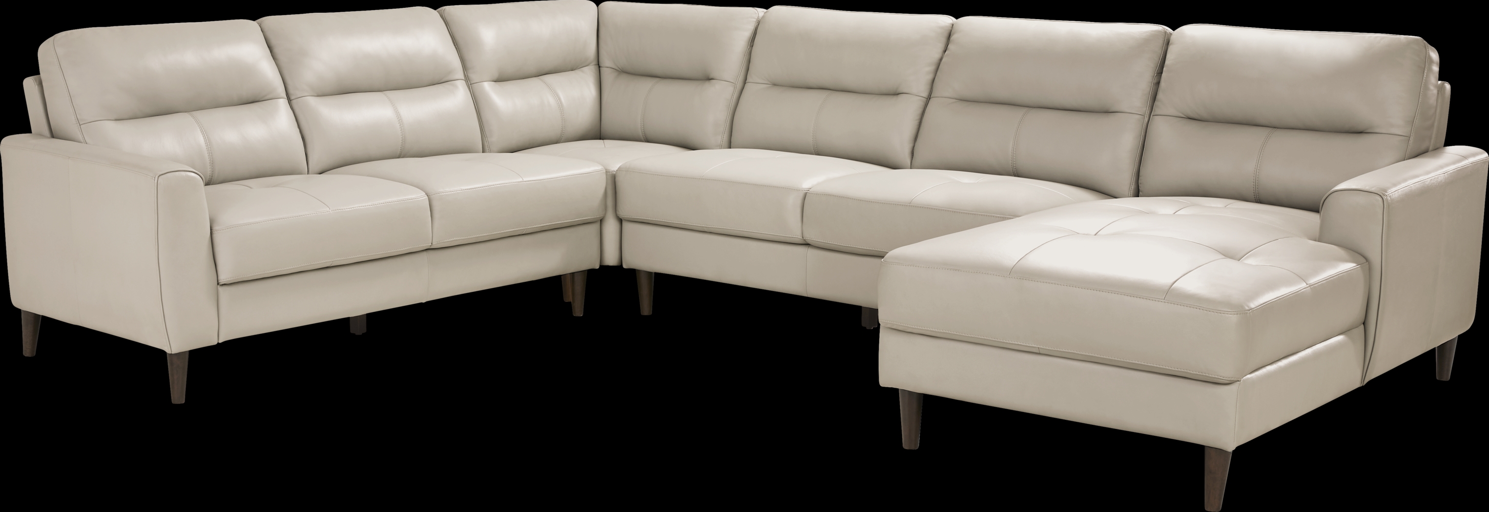Sutton Heights Beige Leather 4 Pc Sectional - Thumbnail - Image 1