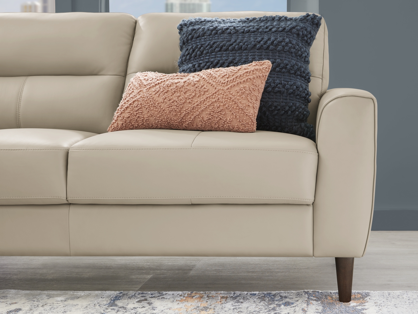 Sutton Heights Beige Leather 8 Pc Sectional Living Room - Thumbnail - Image 4