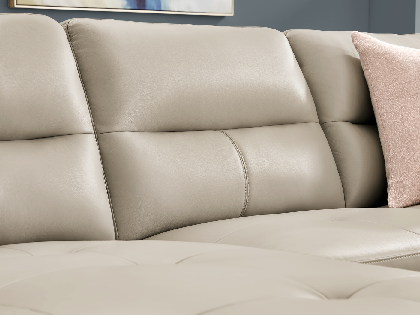 Sutton Heights Beige Leather 8 Pc Sectional Living Room - Thumbnail - Image 5