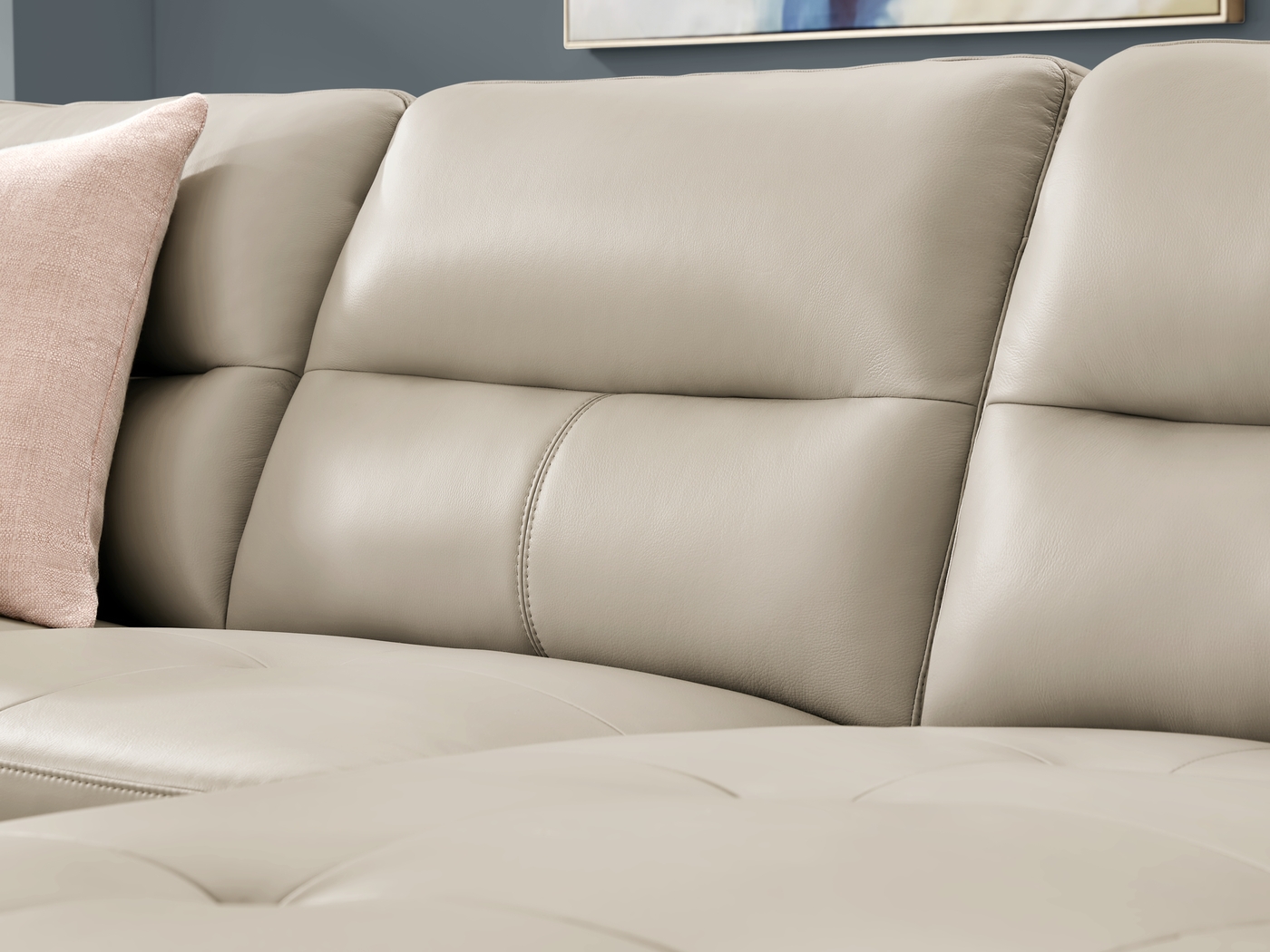 Sutton Heights Beige Leather 8 Pc Sectional Living Room - Thumbnail - Image 5