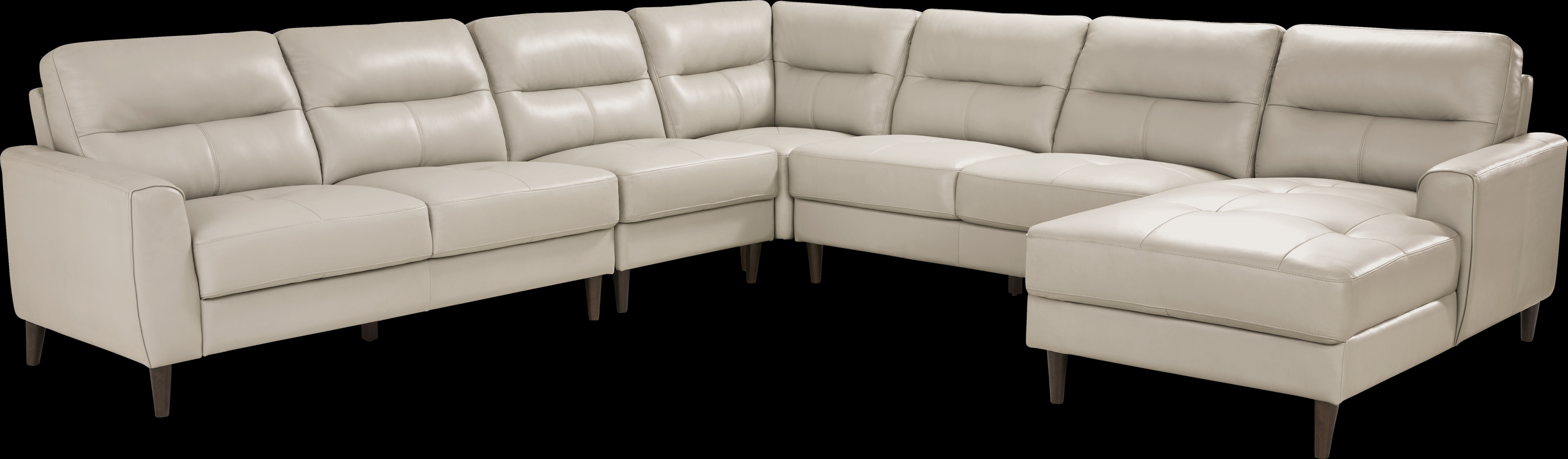 Sutton Heights Beige Leather 5 Pc Sectional - Thumbnail - Image 1