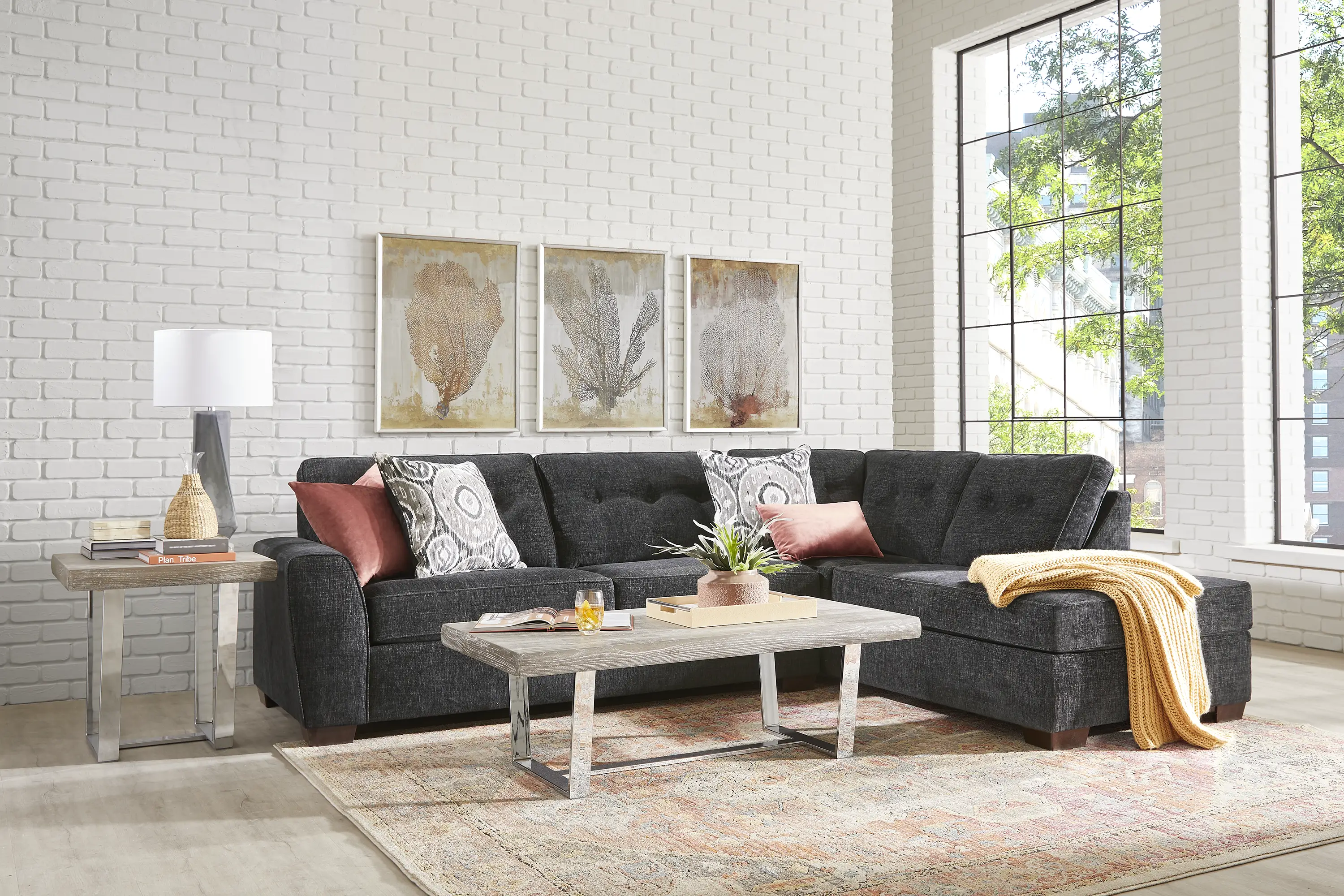 Sutton Lane Black 5 Pc Sectional Living Room - Thumbnail - Image 1