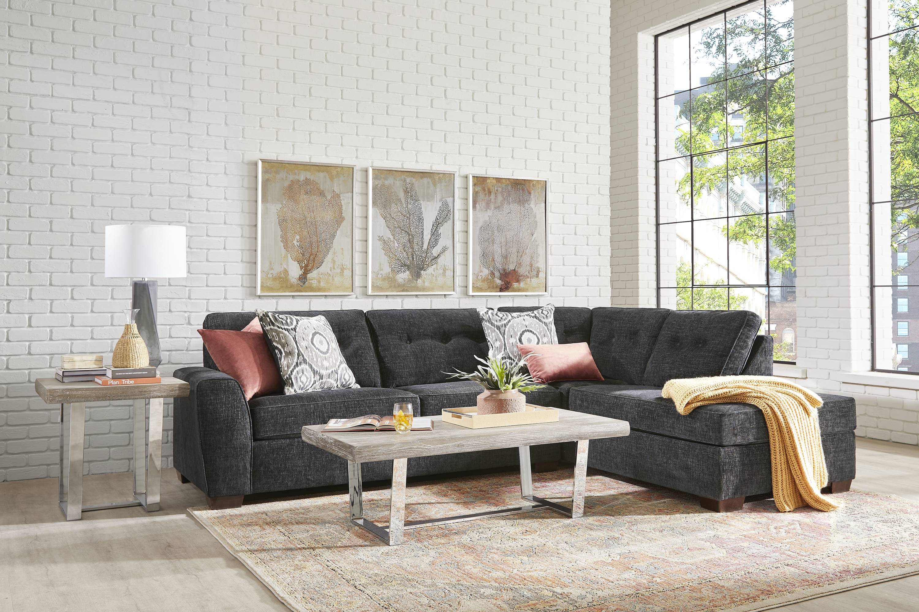Sutton Lane Black 5 Pc Sectional Living Room - Thumbnail - Image 1