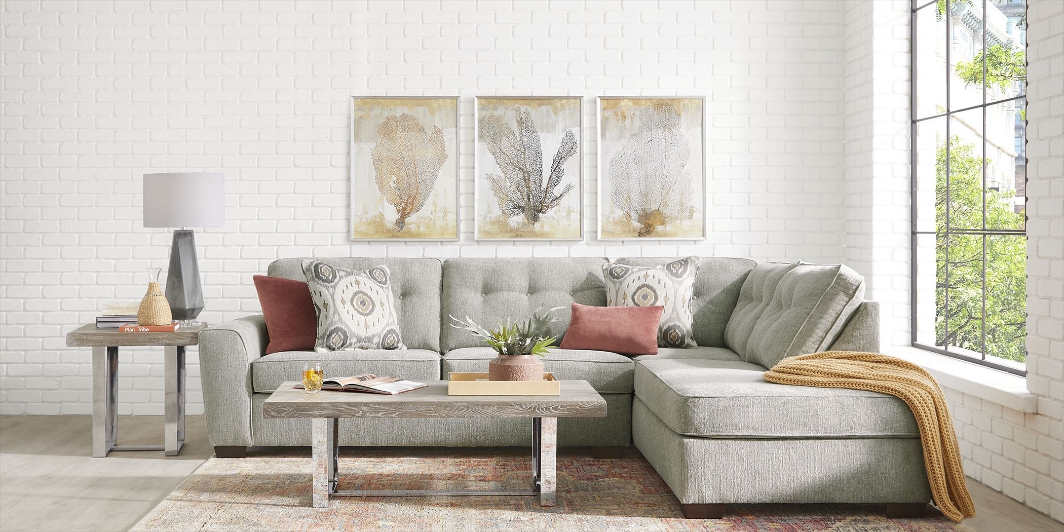 Sutton Lane Gray 5 Pc Sectional Living Room - Thumbnail - Image 2