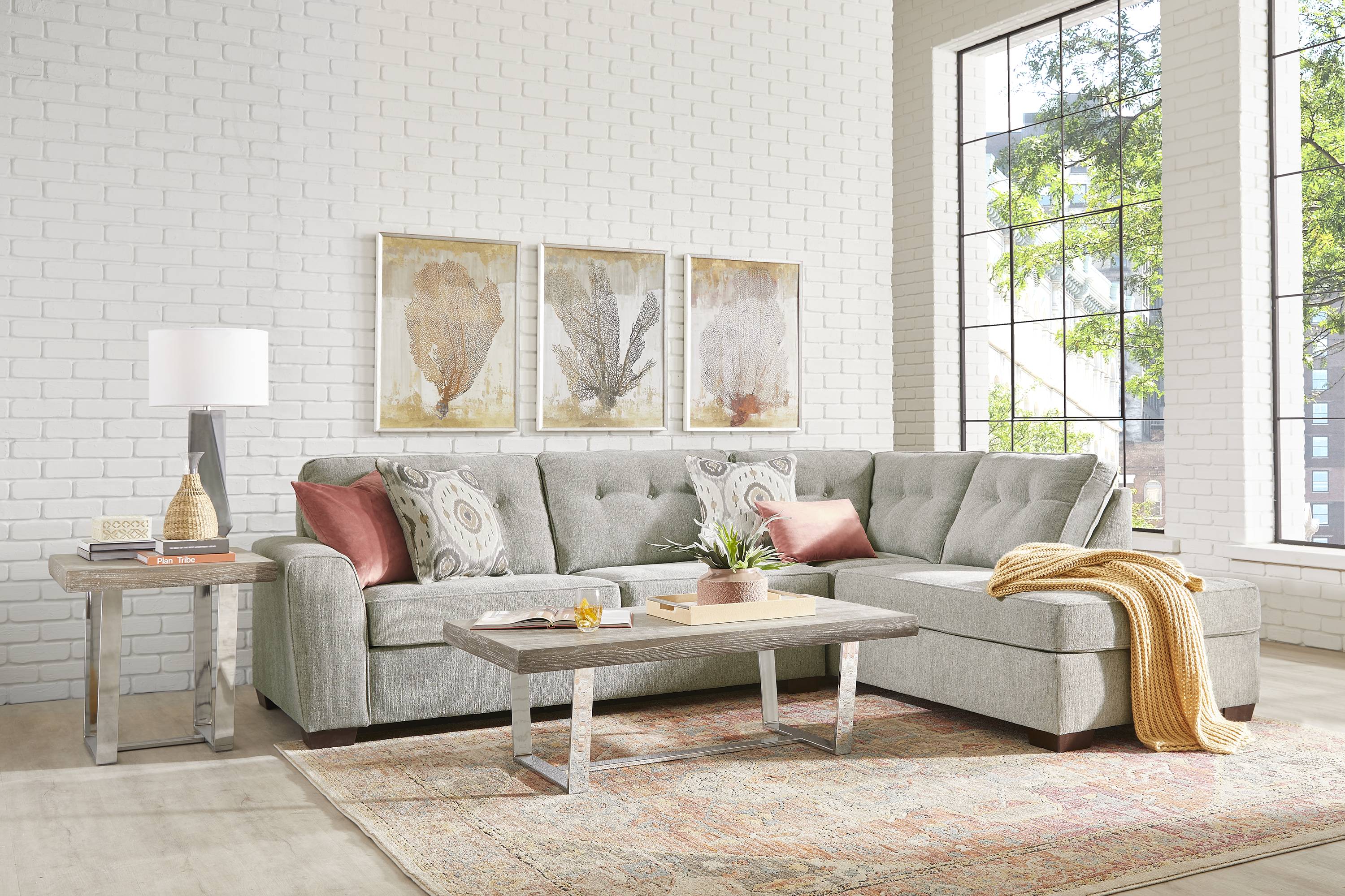 Sutton Lane Gray 5 Pc Sectional Living Room - Thumbnail - Image 1