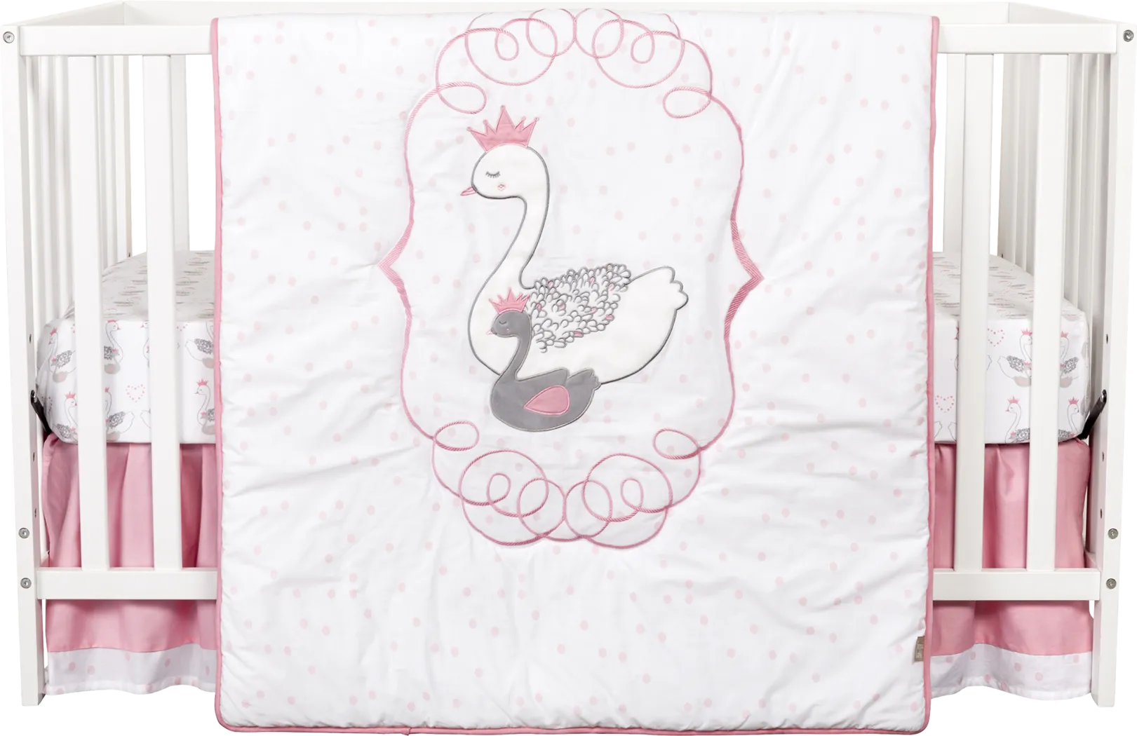 Swan Lullaby Gray 3 Pc Baby Bedding Set - Thumbnail - Image 3