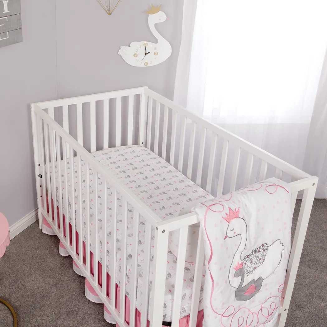 Swan Lullaby Gray 3 Pc Baby Bedding Set - Thumbnail - Image 8