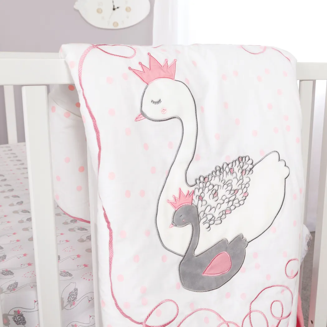 Swan Lullaby Gray 3 Pc Baby Bedding Set - Thumbnail - Image 9