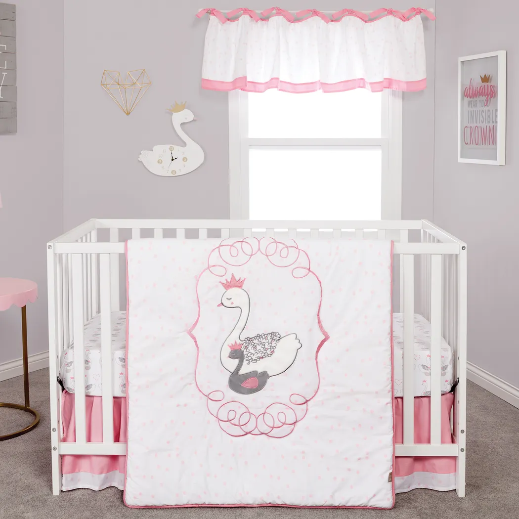 Swan Lullaby Gray 3 Pc Baby Bedding Set - Thumbnail - Image 1