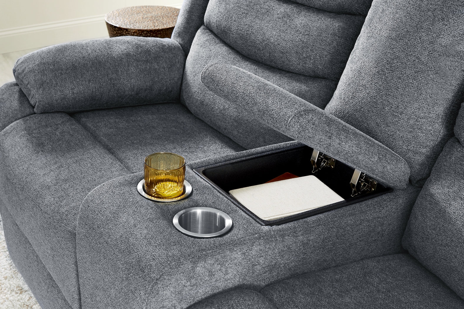 Swansea Blue Reclining Console Loveseat - Thumbnail - Image 4