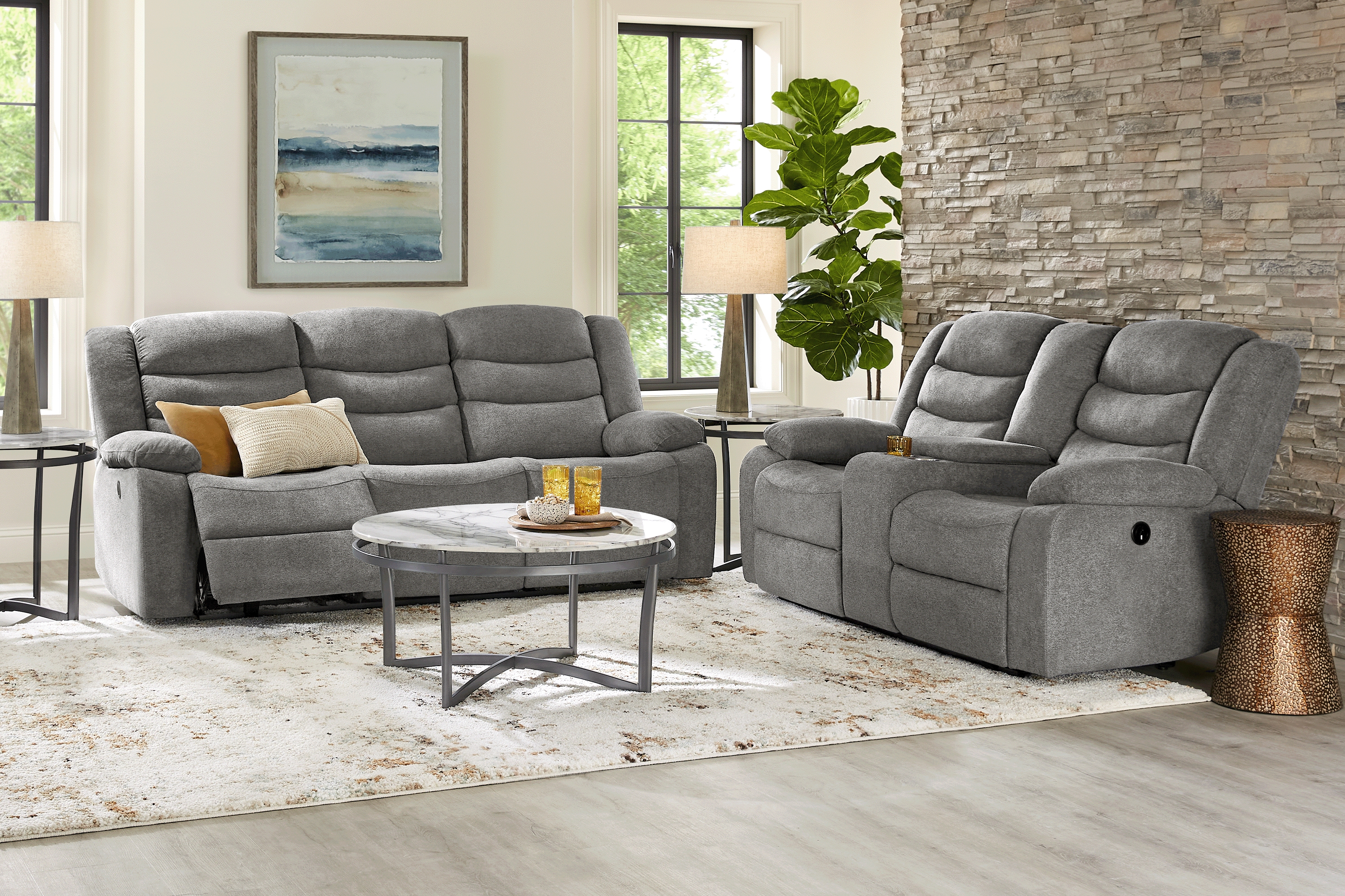 Swansea Granite 7 Pc Power Reclining Living Room - Thumbnail - Image 1
