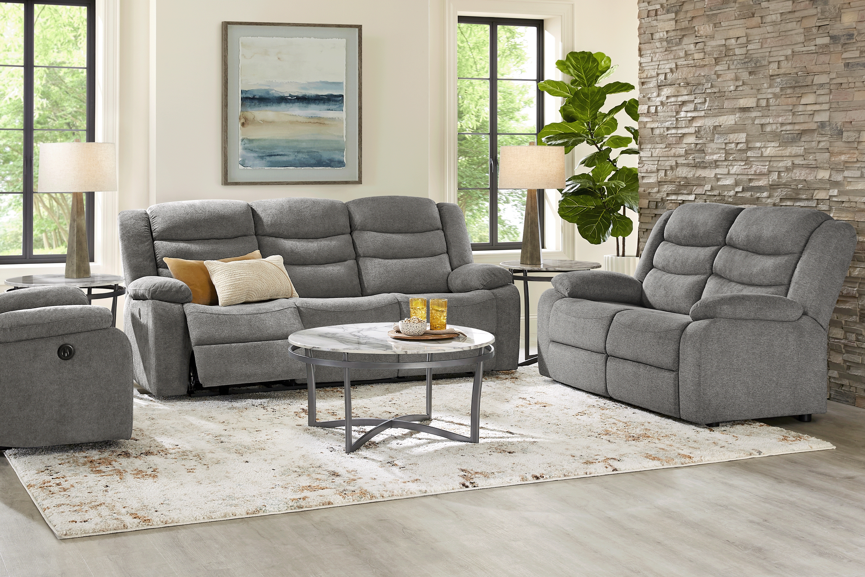 Swansea Granite 8 Pc Living Room with Reclining Sofa - Thumbnail - Image 1