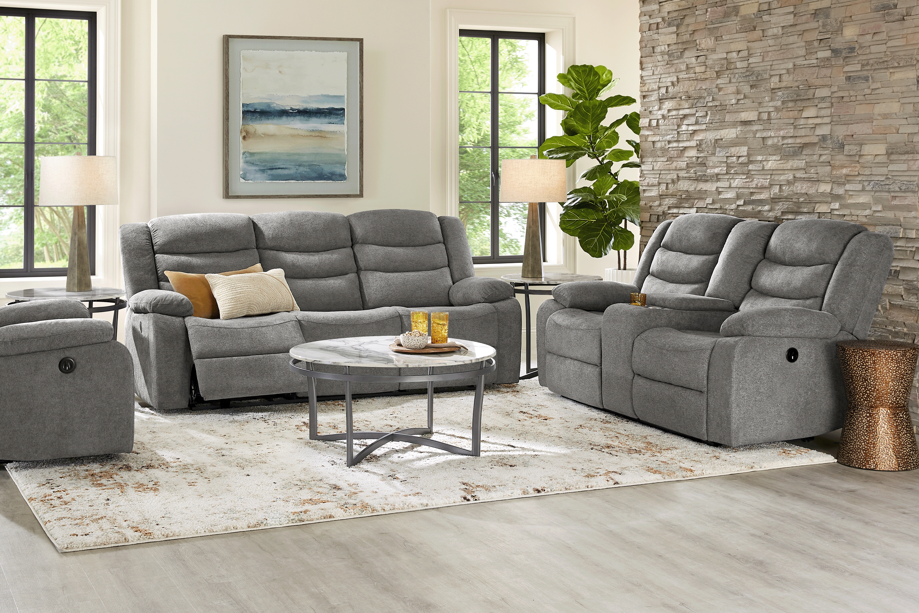 Swansea Granite 8 Pc Power Reclining Living Room - Thumbnail - Image 1