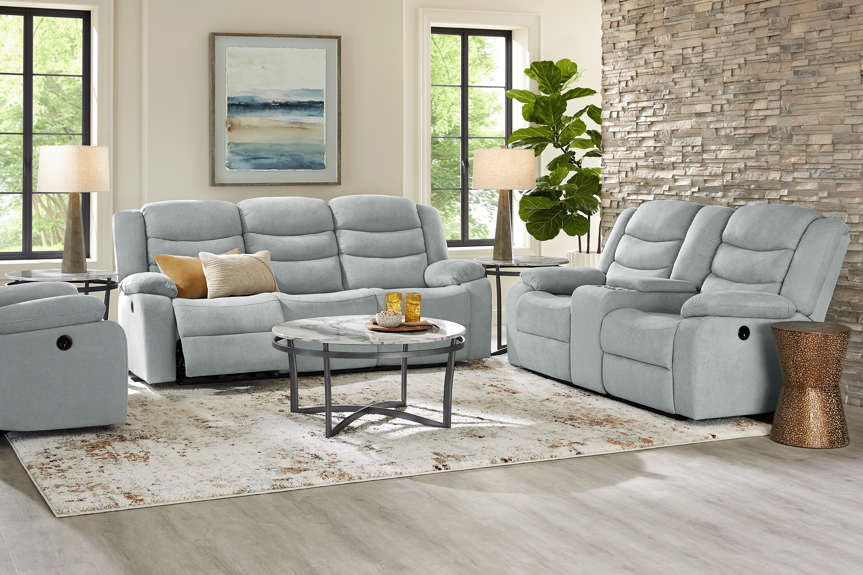 Swansea Mint 8 Pc Power Reclining Living Room - Thumbnail - Image 1