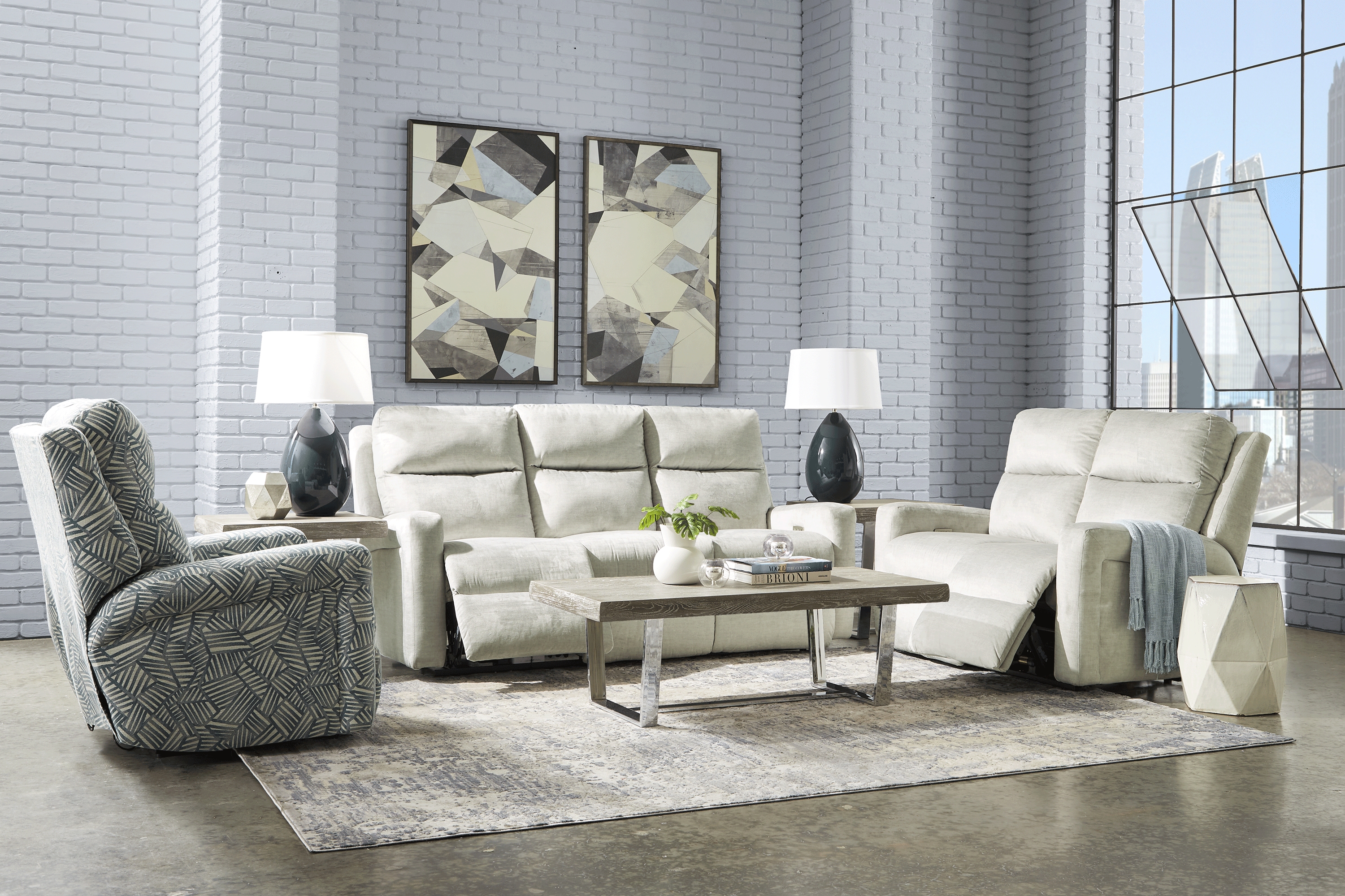 Swansen Gray 3 Pc Dual Power Reclining Living Room - Thumbnail - Image 1