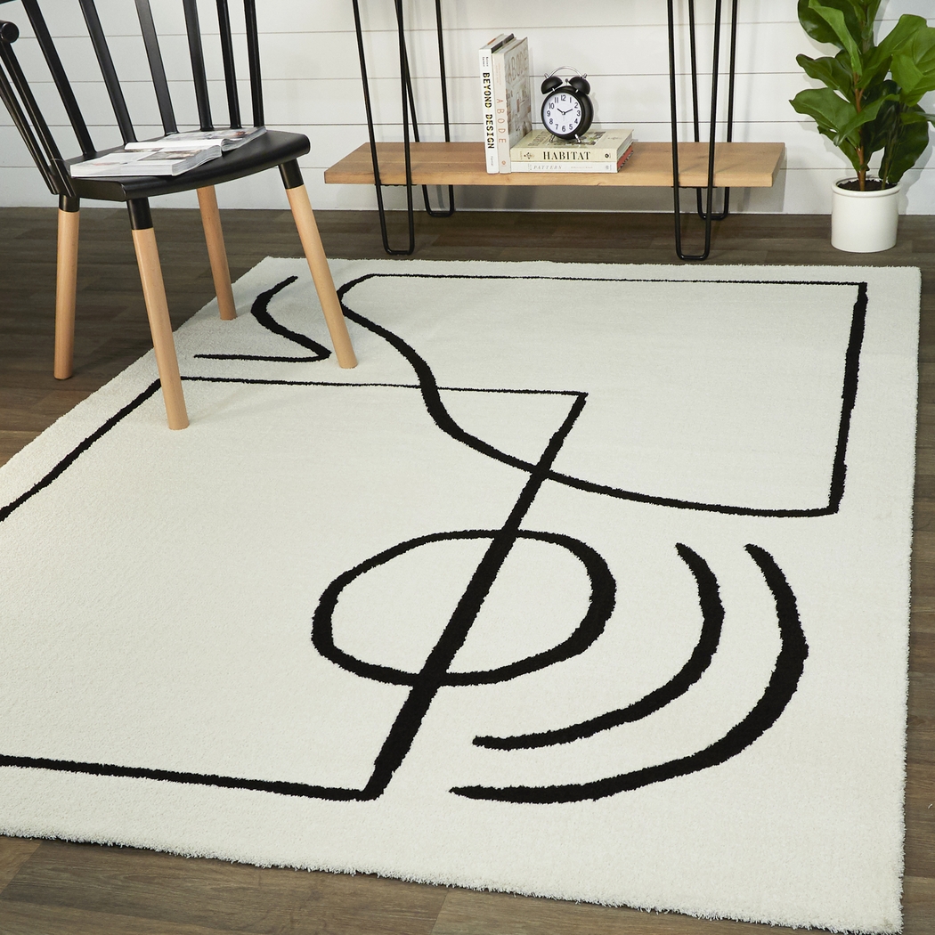 Swesilf Black/White 5'3 x 7' Rug - Thumbnail - Image 2