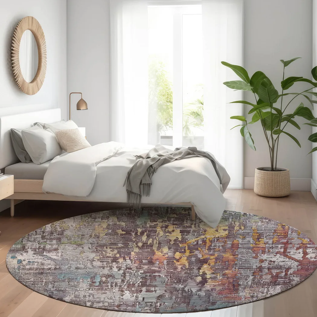 Swila Multi 8' Round Machine Washable Rug - Thumbnail - Image 2
