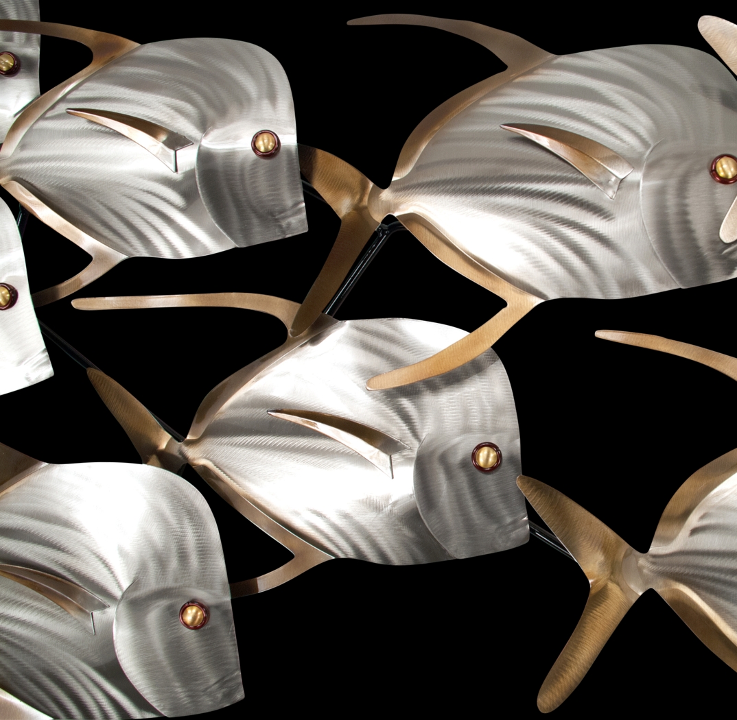 Swim With A Crowd Silver Indoor/Outdoor Wall Art - Thumbnail - Image 2