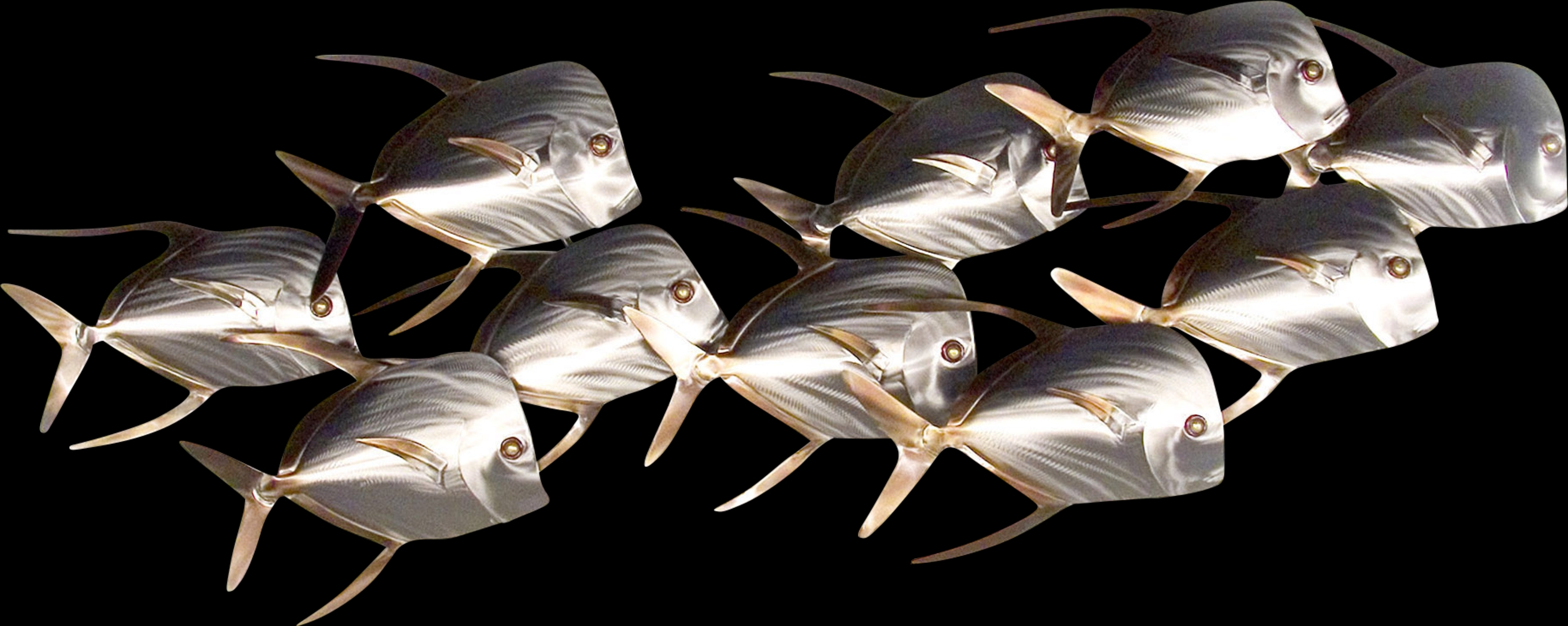 Swim With A Crowd Silver Indoor/Outdoor Wall Art - Thumbnail - Image 1