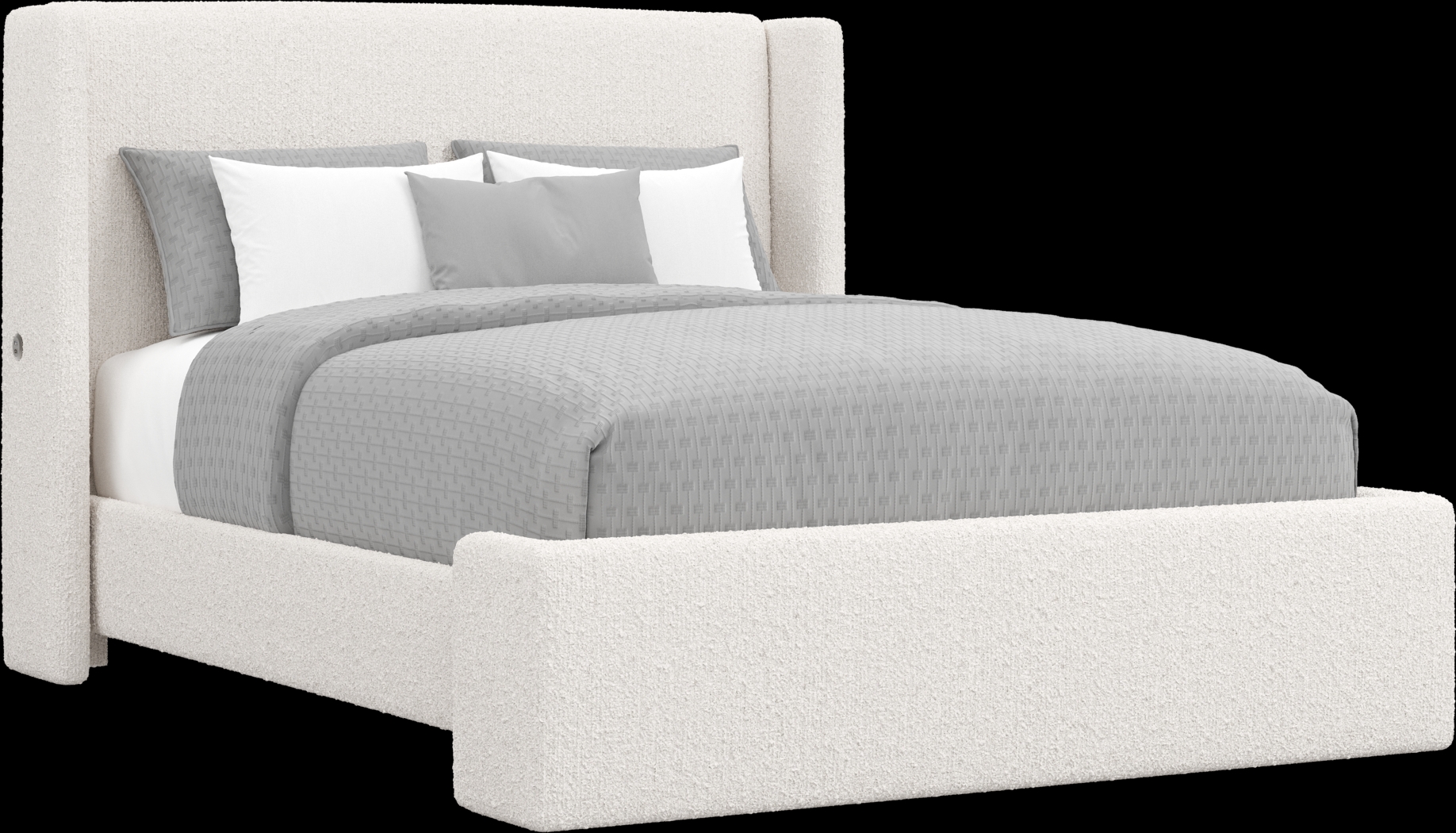 Sydney White 3 Pc Queen Upholstered Bed - Thumbnail - Image 1