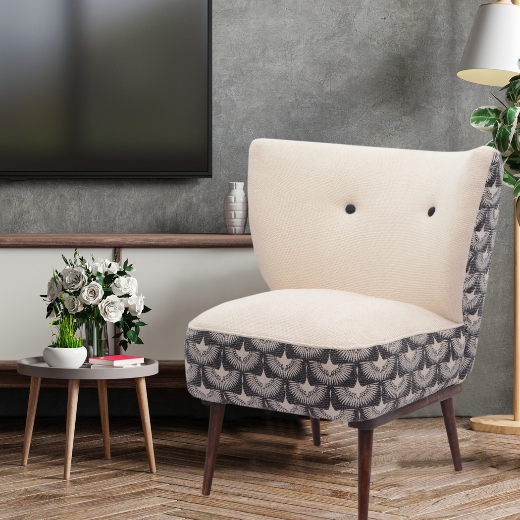 Sylili Cream/Black Accent Chair - Thumbnail - Image 2