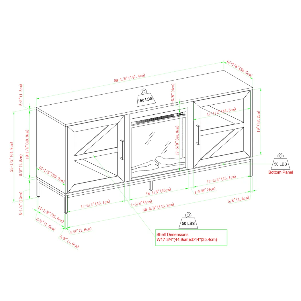 Sylvanfield Dark Oak 58 in. Console, With Electric Fireplace - Thumbnail - Image 7