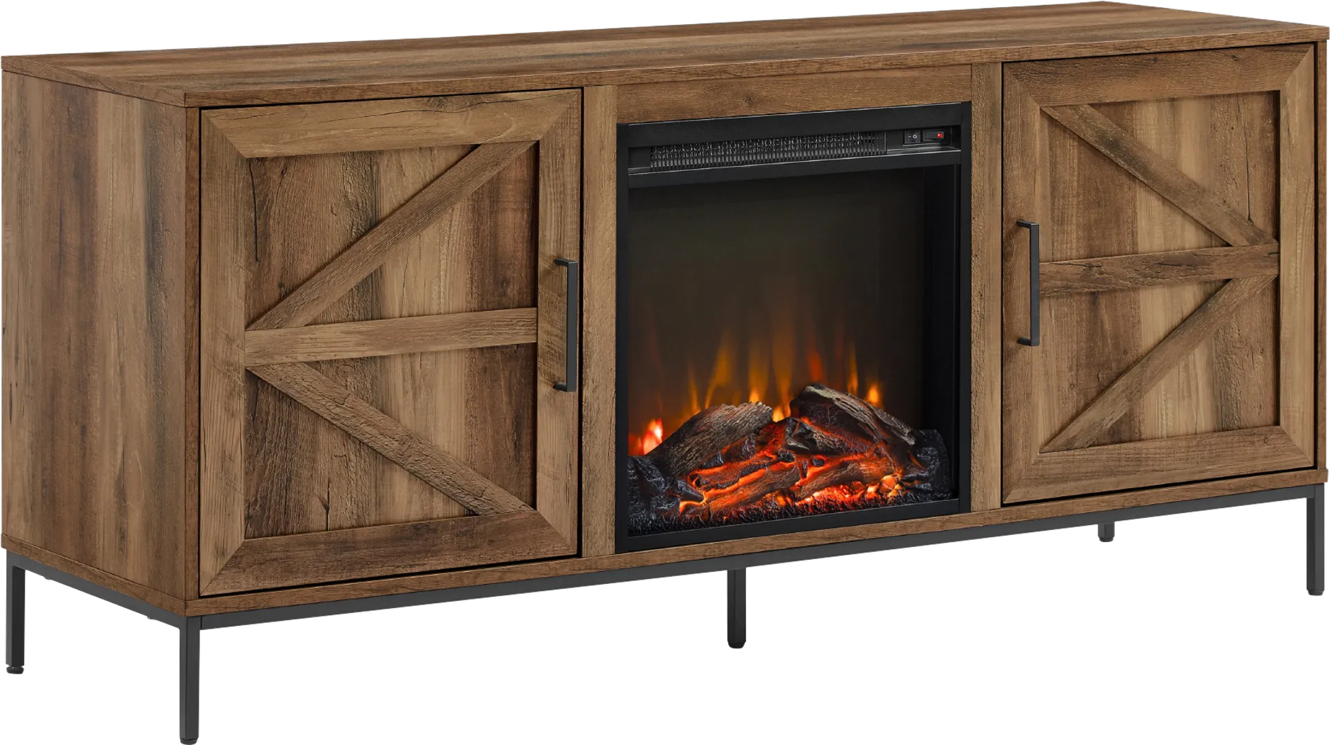 Sylvanfield Dark Oak 58 in. Console, With Electric Fireplace - Thumbnail - Image 1