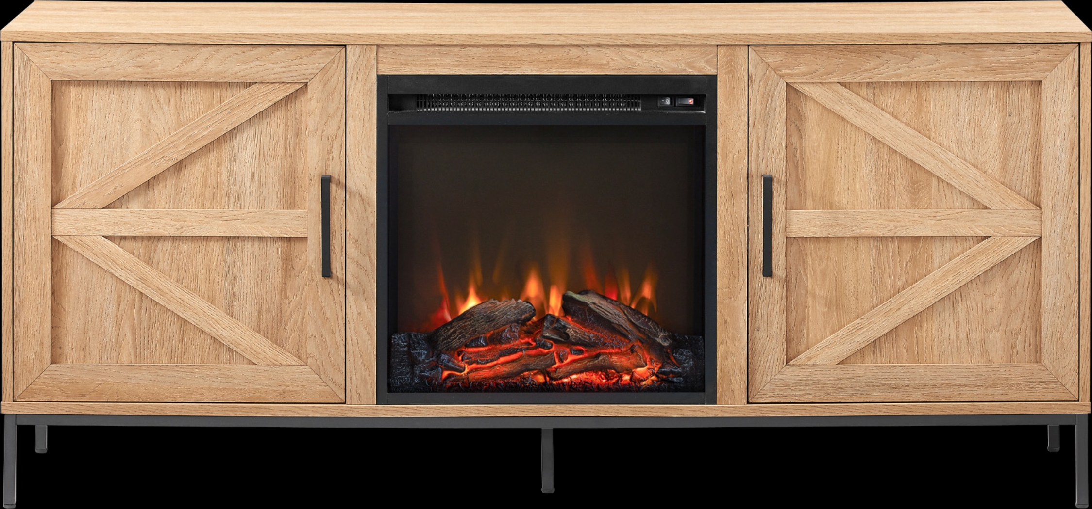 Sylvanfield Light Oak 58 in. Console, With Electric Fireplace - Thumbnail - Image 3