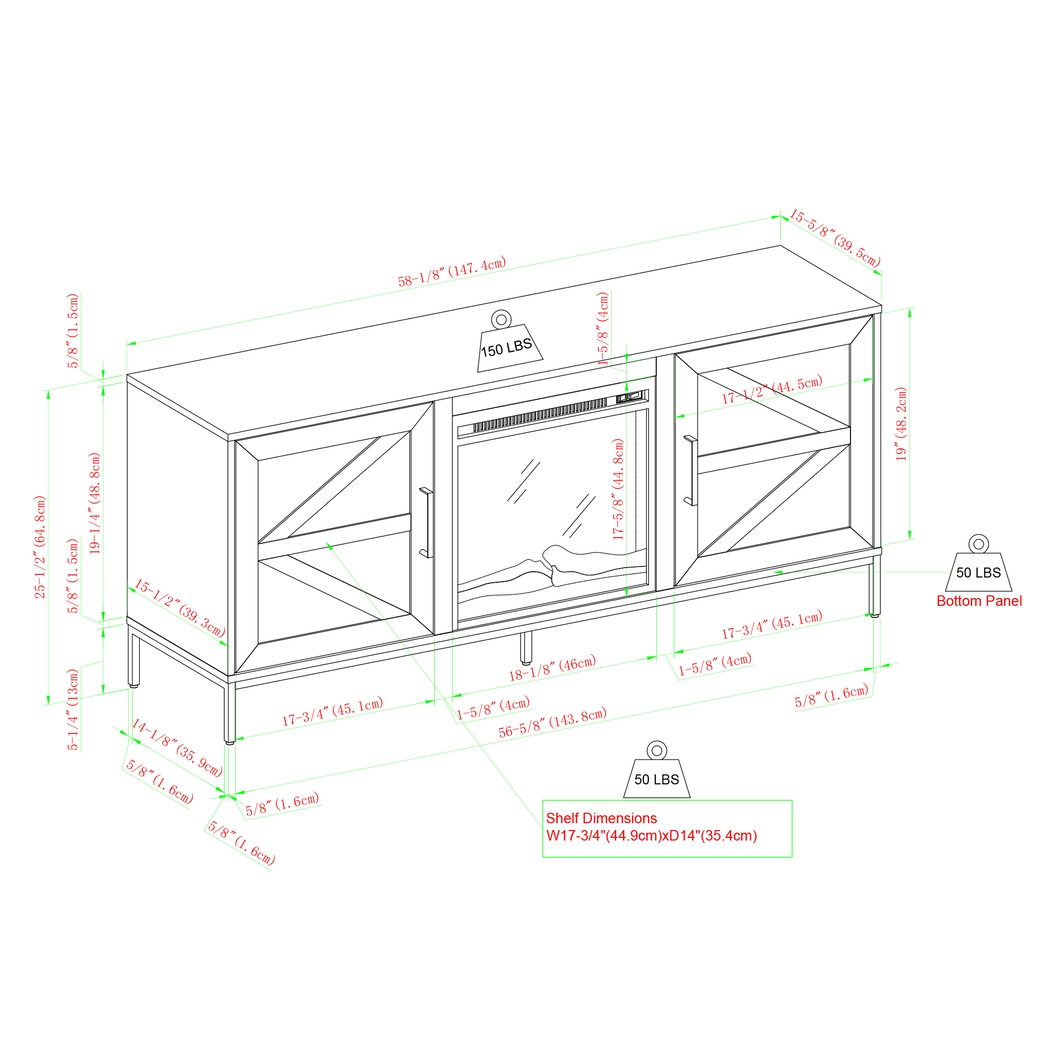 Sylvanfield Light Oak 58 in. Console, With Electric Fireplace - Thumbnail - Image 7