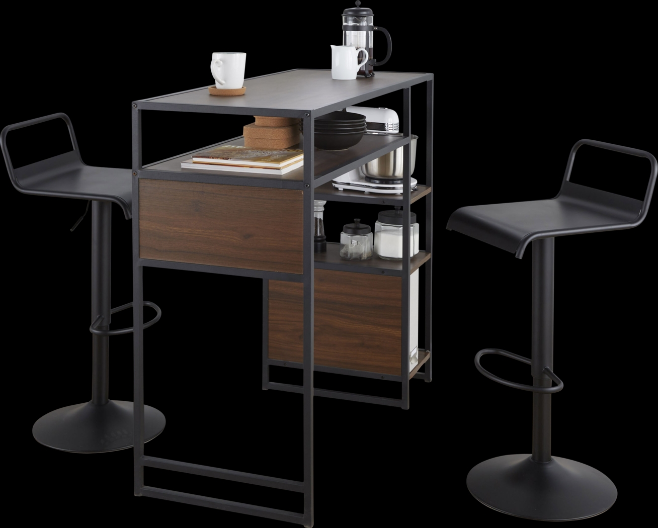 Sylve Walnut 3 Pc Bar Height Dining Set - Thumbnail - Image 1