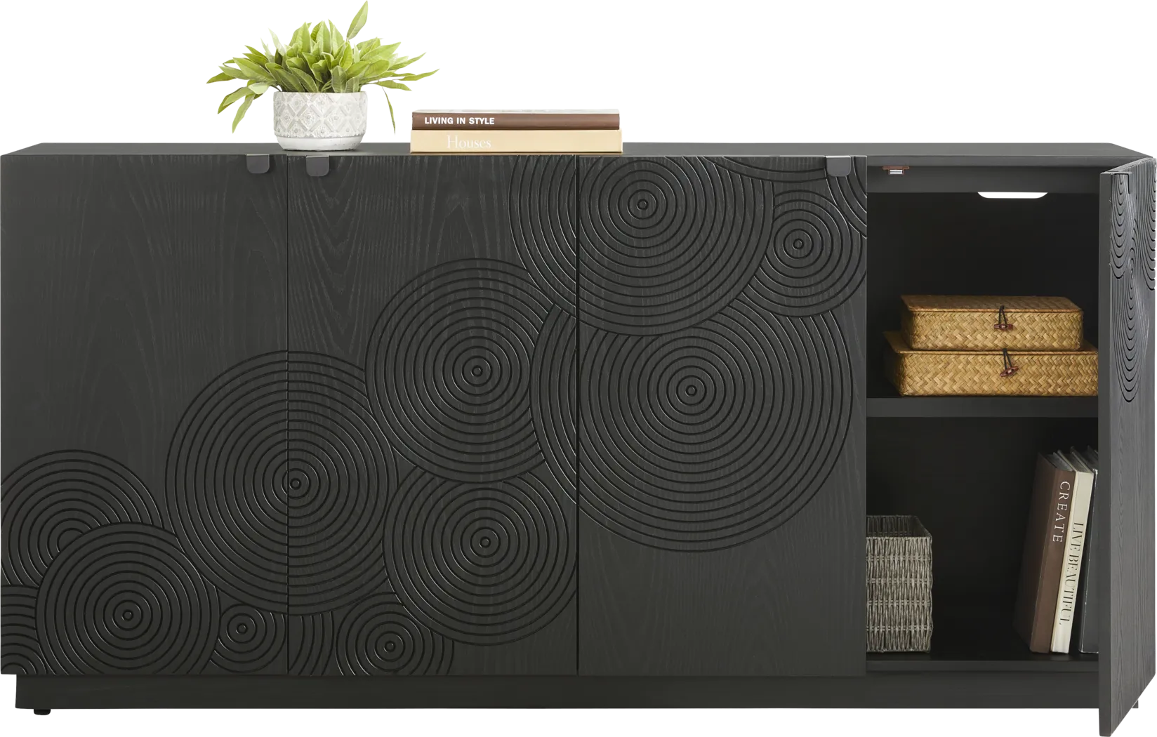 Sylvette Black 70 in. Credenza - Thumbnail - Image 2