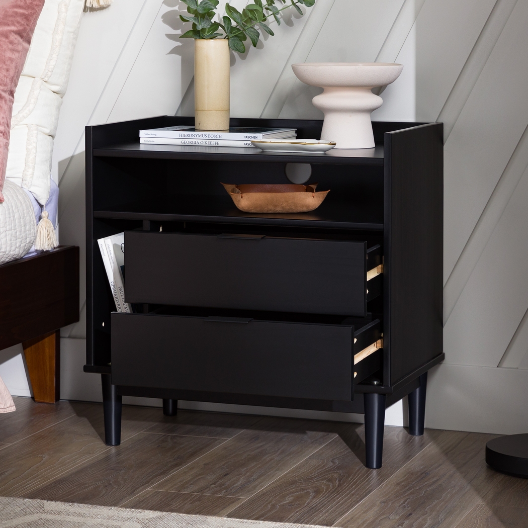 Symelo 2 Drawer Black Nightstand - Thumbnail - Image 2