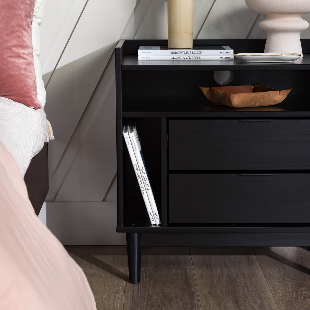 Symelo 2 Drawer Black Nightstand - Thumbnail - Image 3