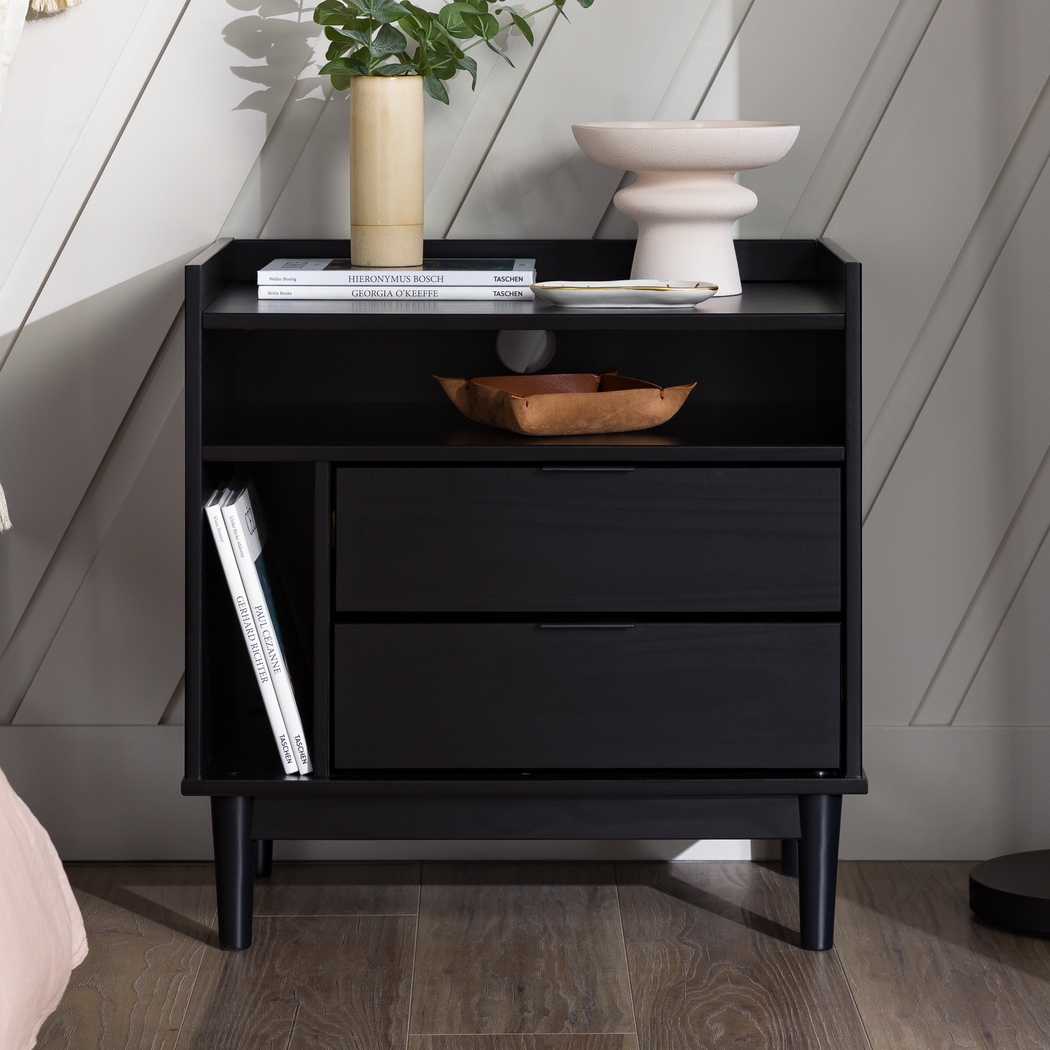 Symelo 2 Drawer Black Nightstand - Thumbnail - Image 4