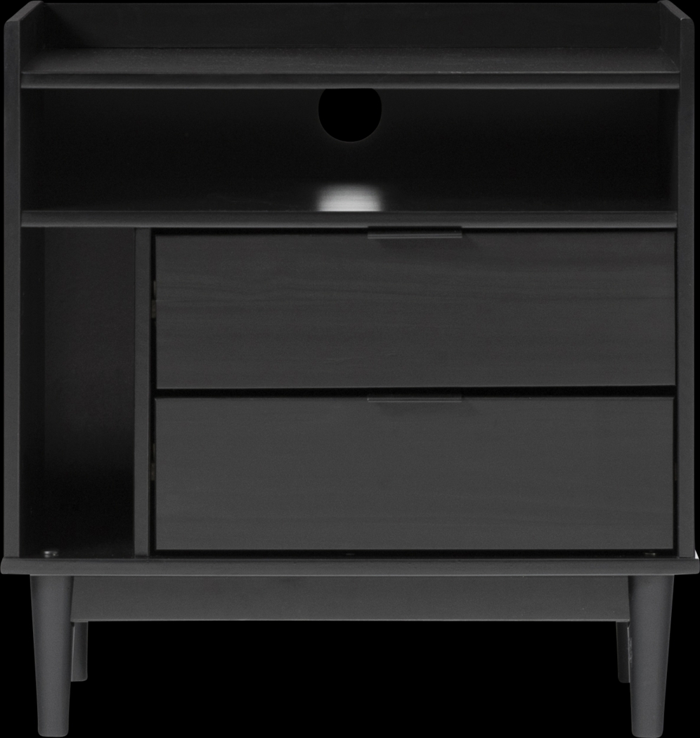 Symelo 2 Drawer Black Nightstand - Thumbnail - Image 1