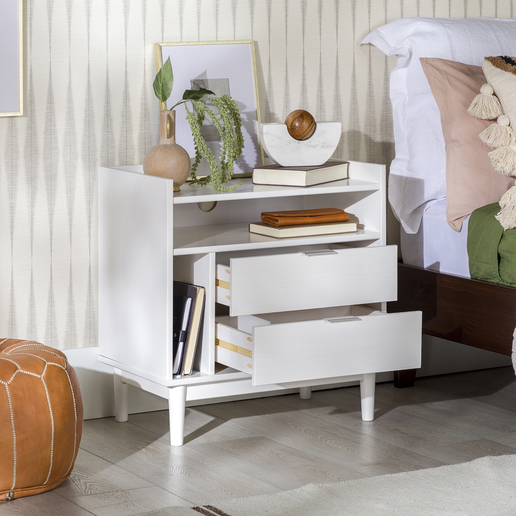 Symelo 2 Drawer White Nightstand - Thumbnail - Image 2