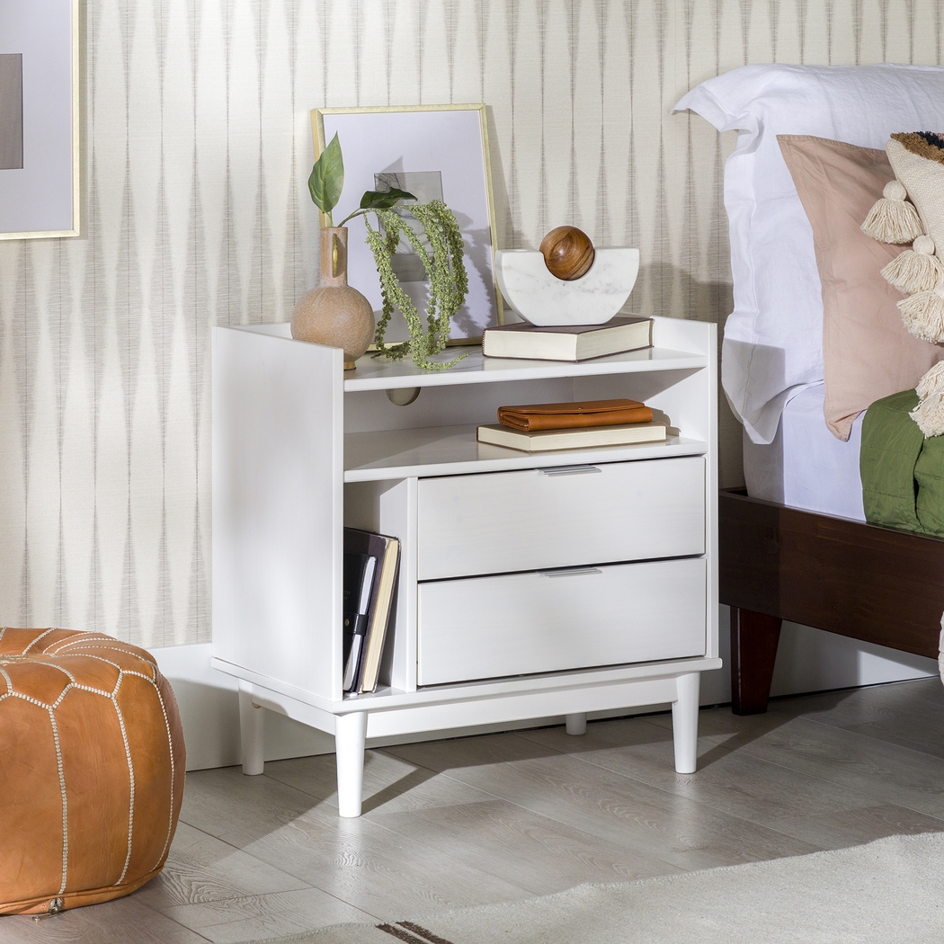 Symelo 2 Drawer White Nightstand - Thumbnail - Image 4