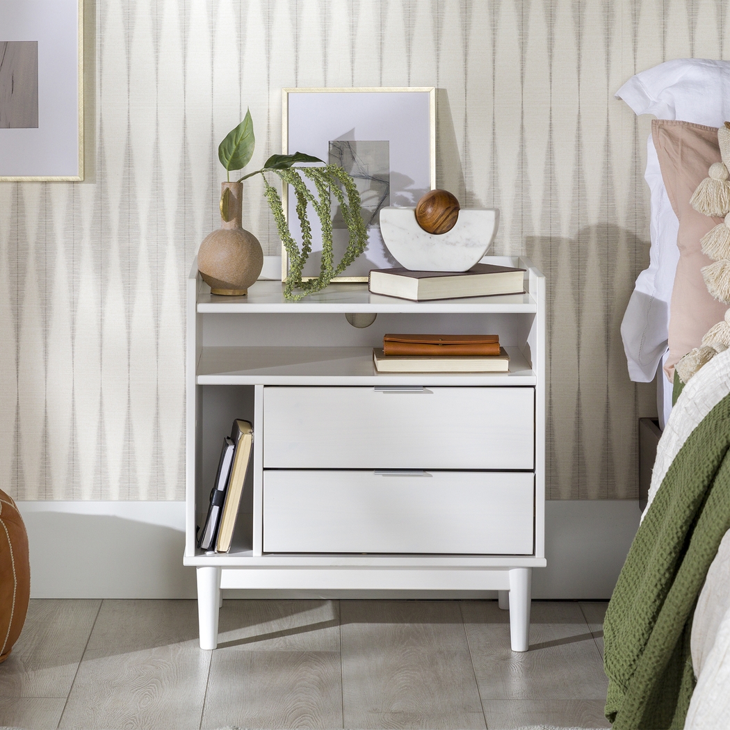 Symelo 2 Drawer White Nightstand - Thumbnail - Image 5