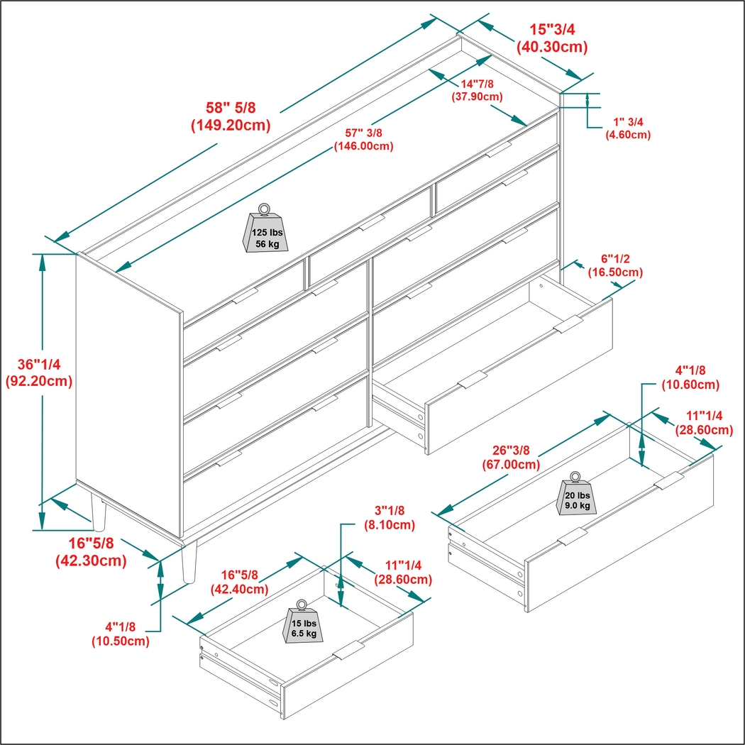Symelo Caramel 9 Drawer Dresser - Thumbnail - Image 7