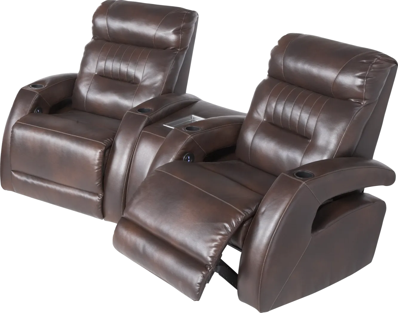 Symon Circle 3 Pc Espresso Blended Leather Reclining Sectional - Thumbnail - Image 1