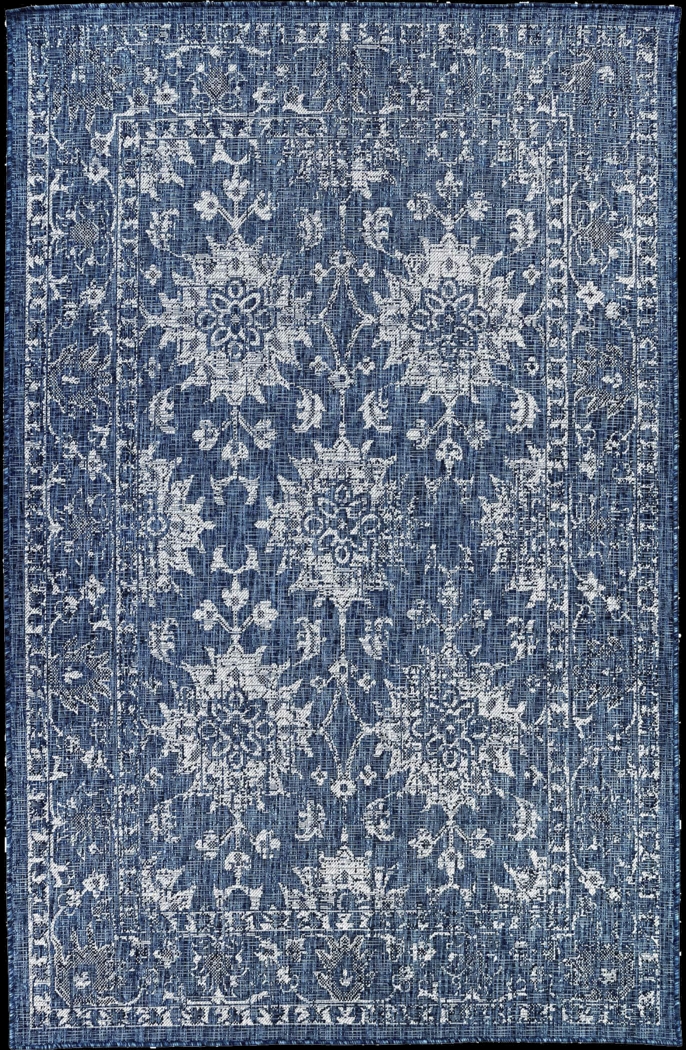 Syros Dark Blue 4'10 x 7'6 Indoor/Outdoor Rug - Thumbnail - Image 1