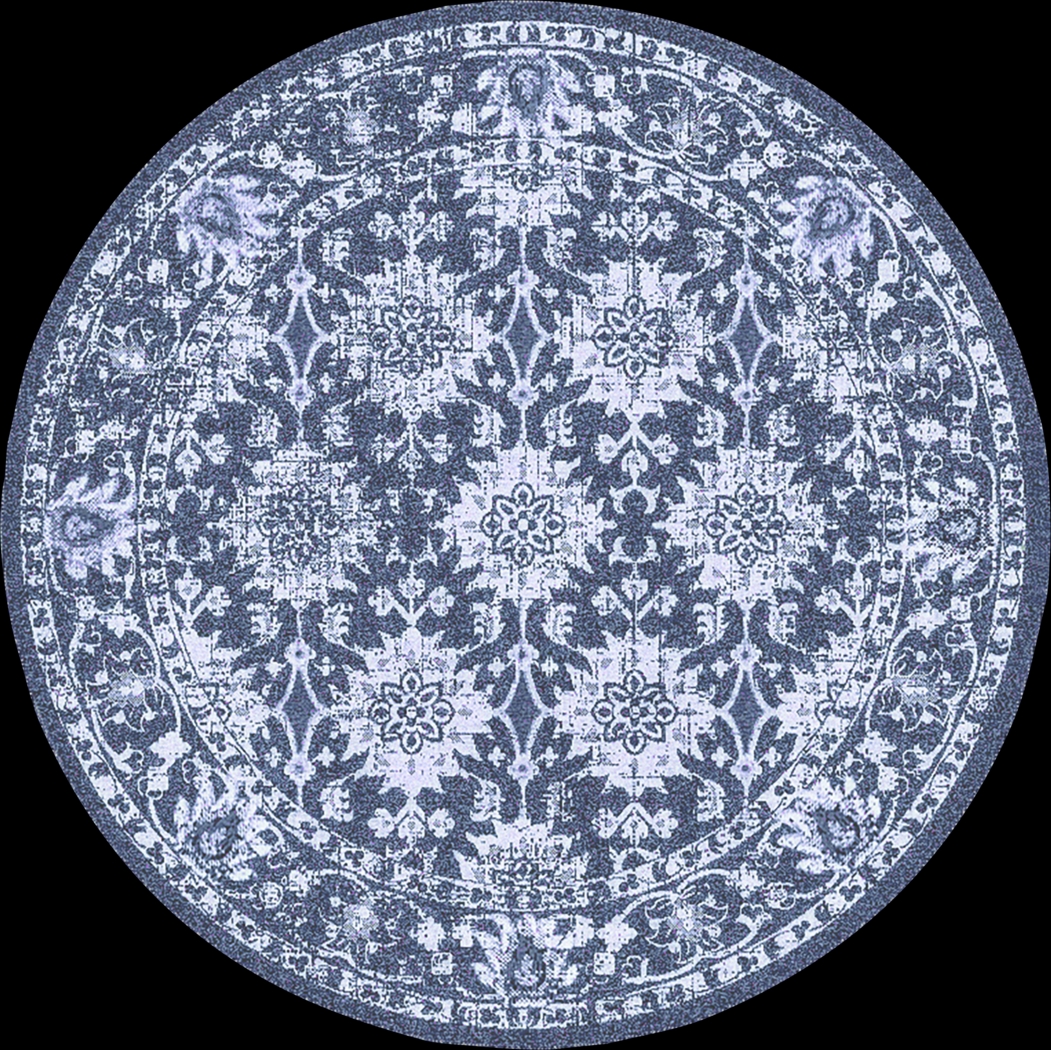 Syros Dark Blue 7'10 Round Indoor/Outdoor Rug - Thumbnail - Image 1