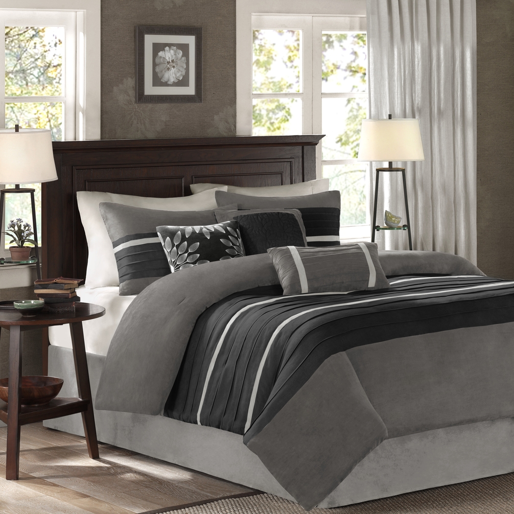 Tabosa Black 7 Pc Full Comforter Set - Thumbnail - Image 1