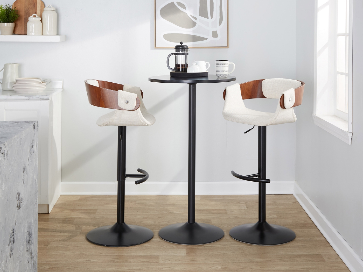 Takeda I Cream Adjustable Barstool, Set of 2 - Thumbnail - Image 4