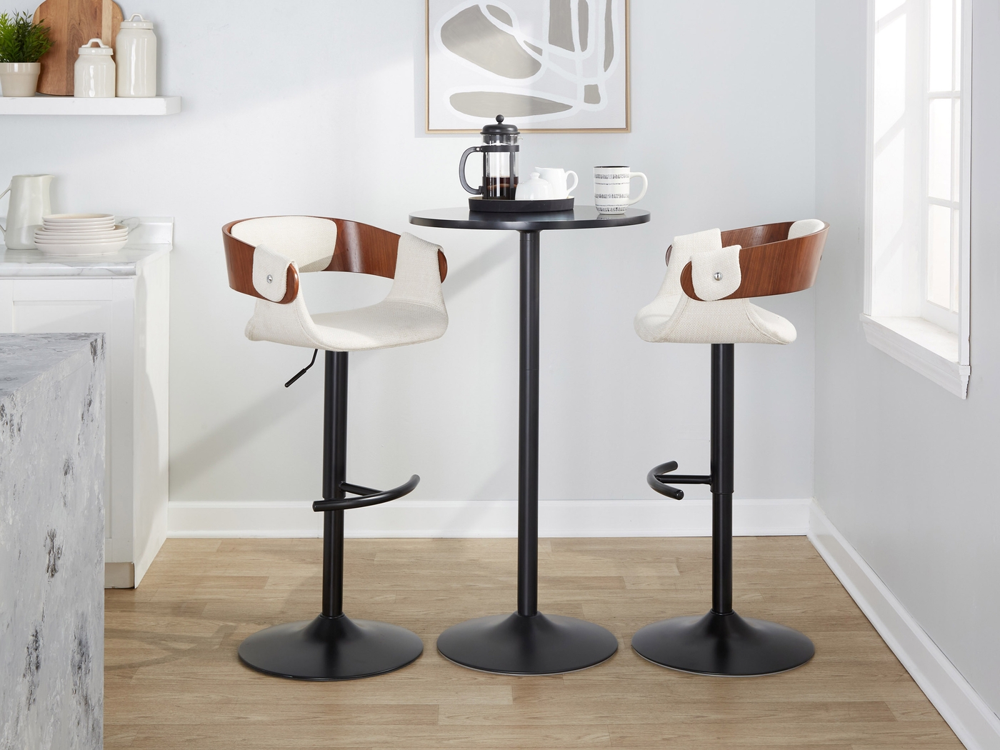Takeda I Cream Adjustable Barstool, Set of 2 - Thumbnail - Image 5