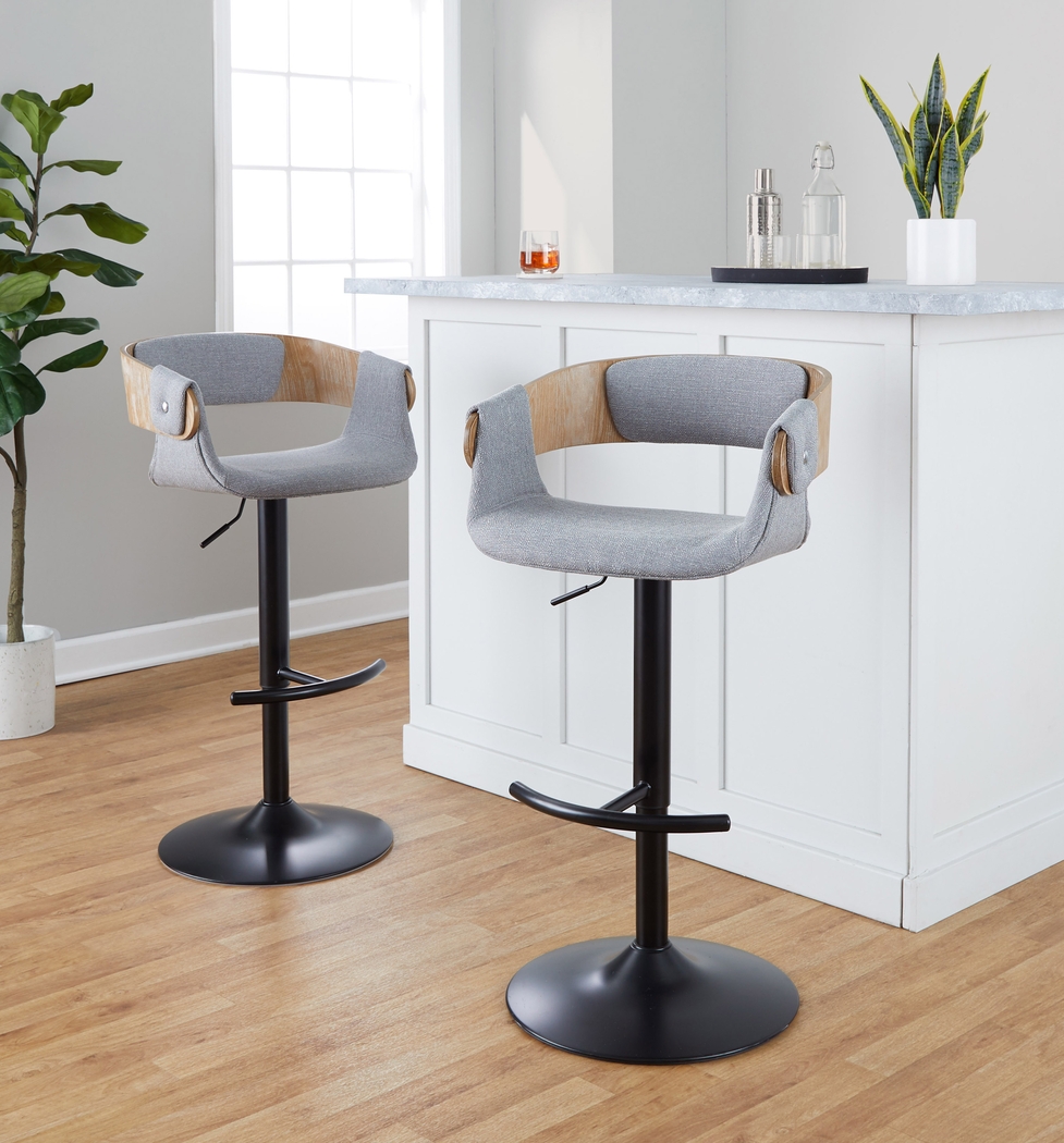 Takeda I Light Gray Adjustable Barstool, Set of 2 - Thumbnail - Image 2
