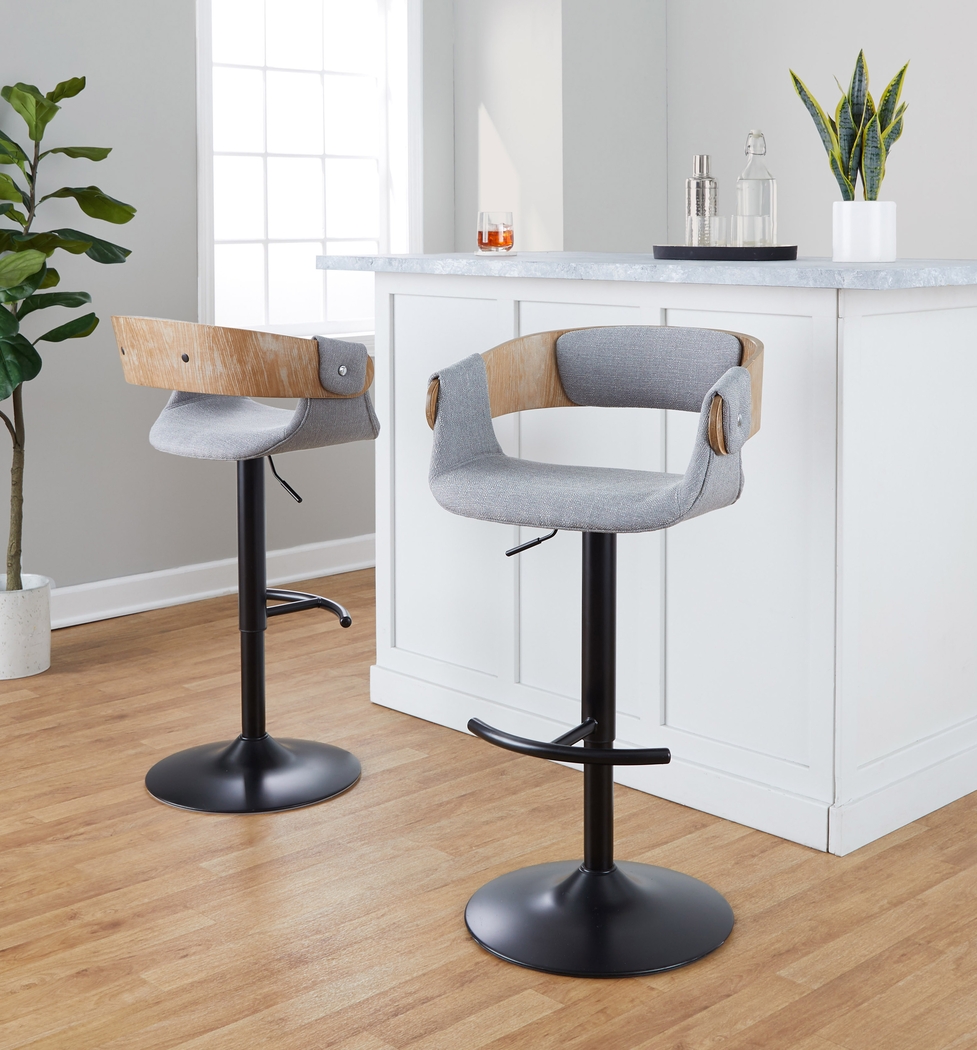 Takeda I Light Gray Adjustable Barstool, Set of 2 - Thumbnail - Image 3