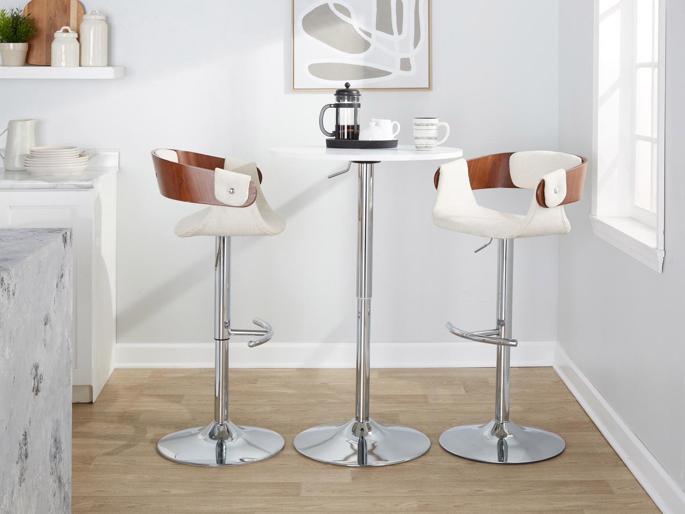 Takeda II Cream Adjustable Barstool, Set of 2 - Thumbnail - Image 5